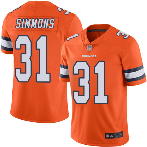 Men Denver Broncos #31 Justin Simmons Limited Orange Rush Vapor Untouchable Football NFL Jersey